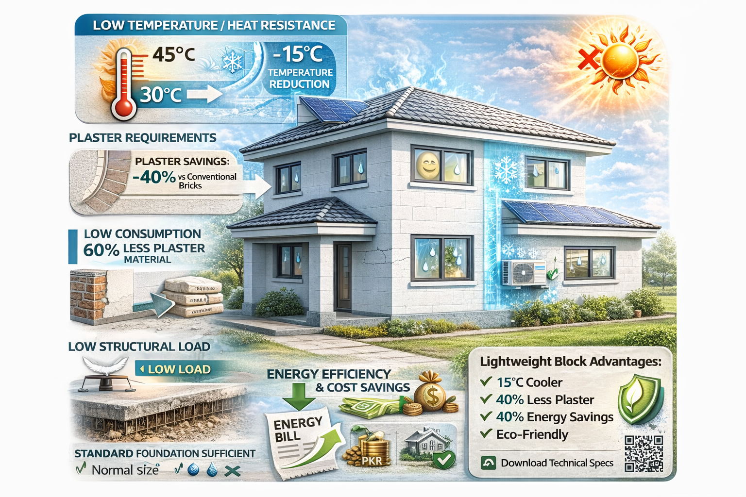Energy-efficient AAC block house design